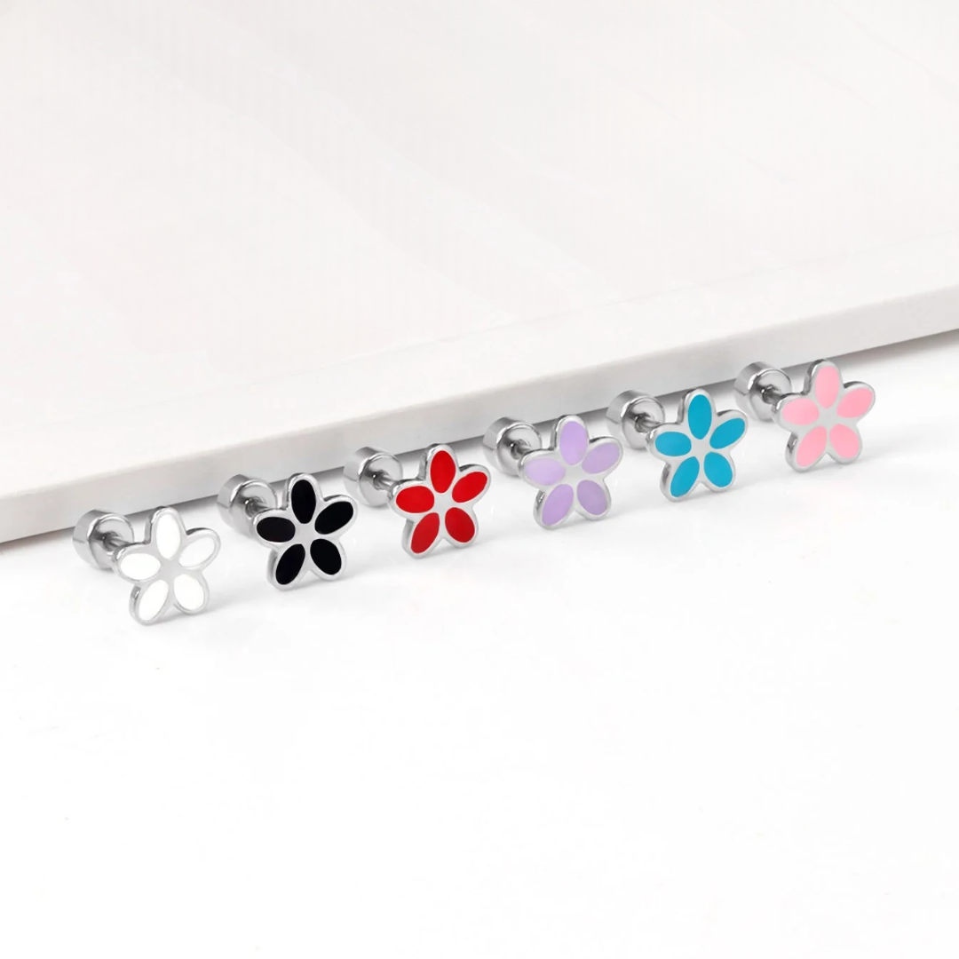 Flower Flat Back Studs Silver