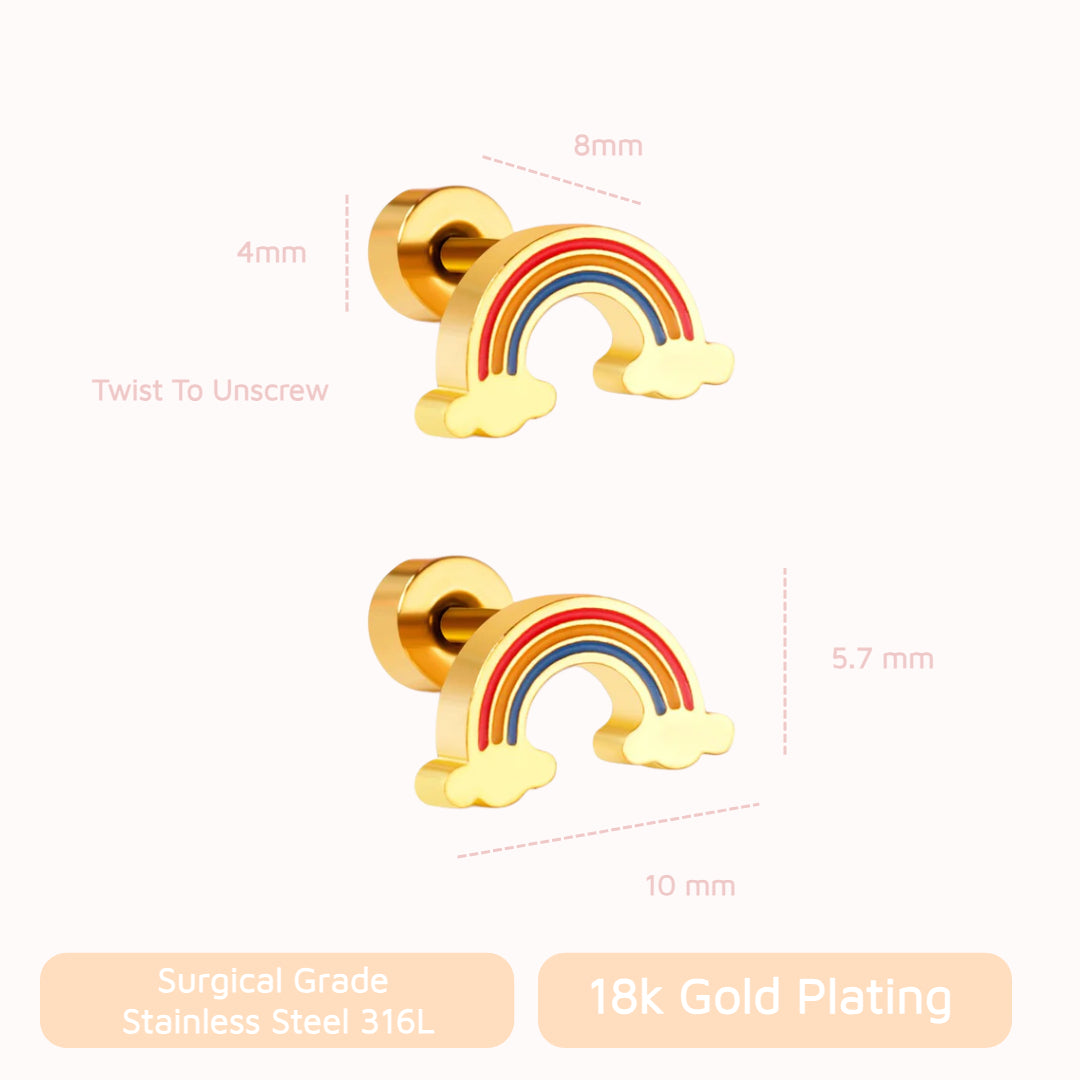 Rainbow Flat Back Studs Gold