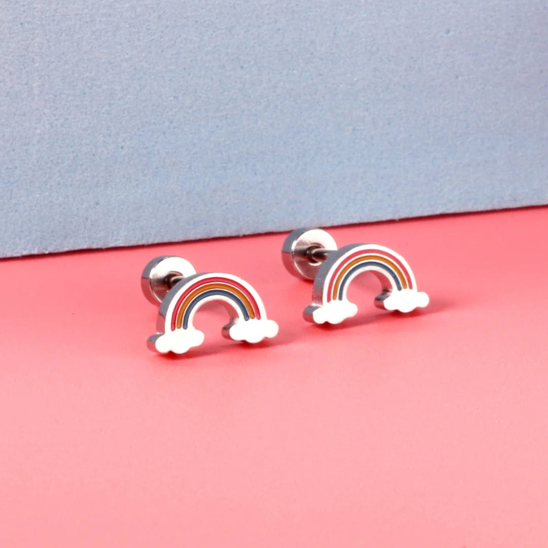 Rainbow Flat Back Studs Gold
