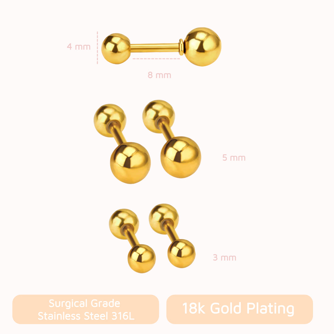 Screw Back Studs Gold