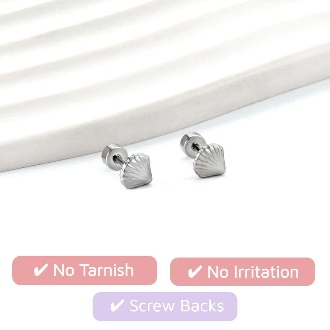 Seashell Flat Back Stud Silver