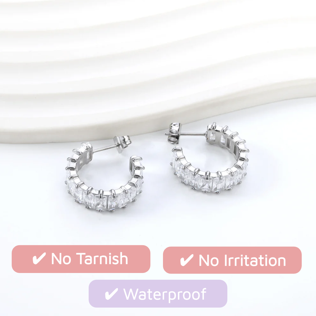 Sparkle Pop CZ Diamond Hoops Gold