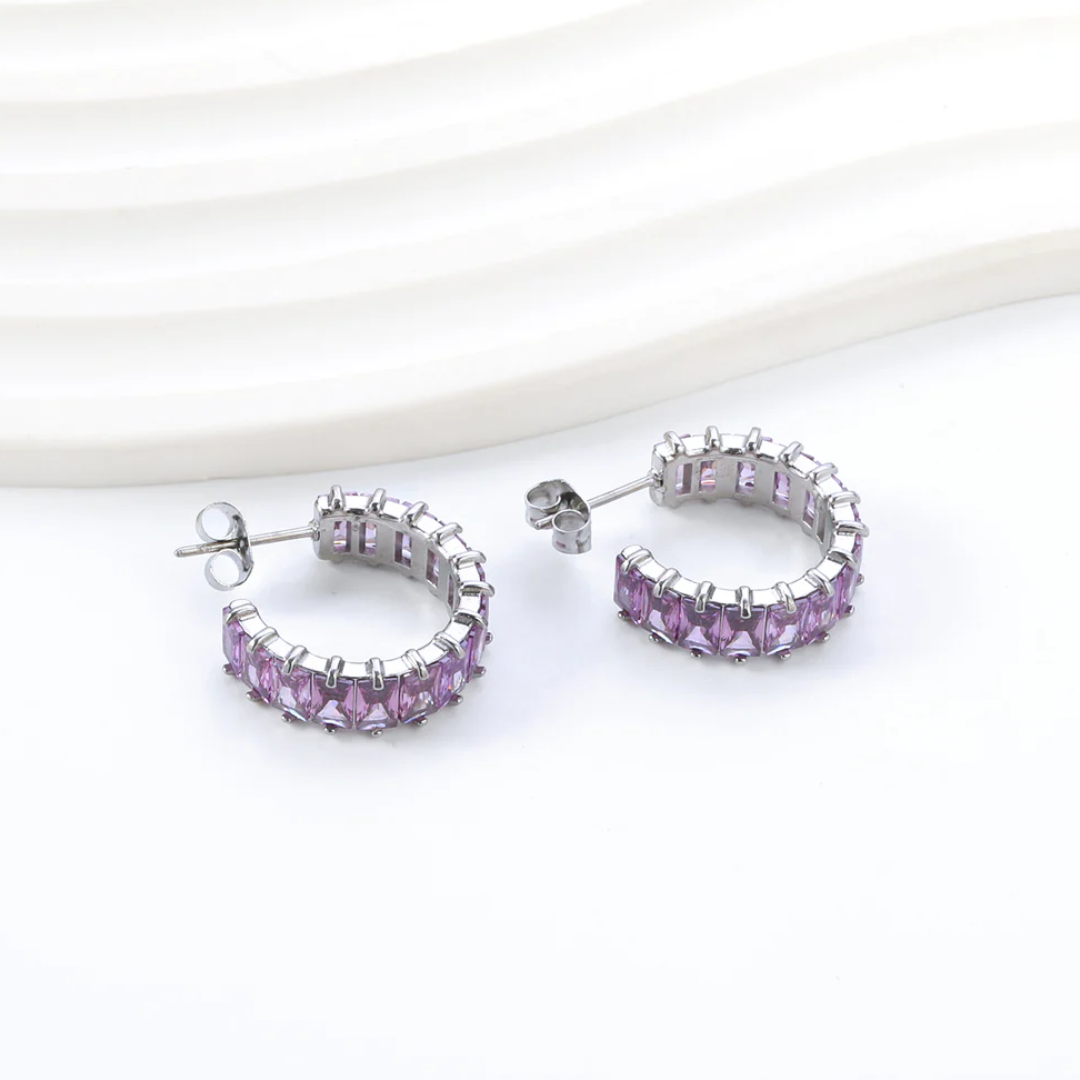 Sparkle Pop CZ Diamond Hoops Gold