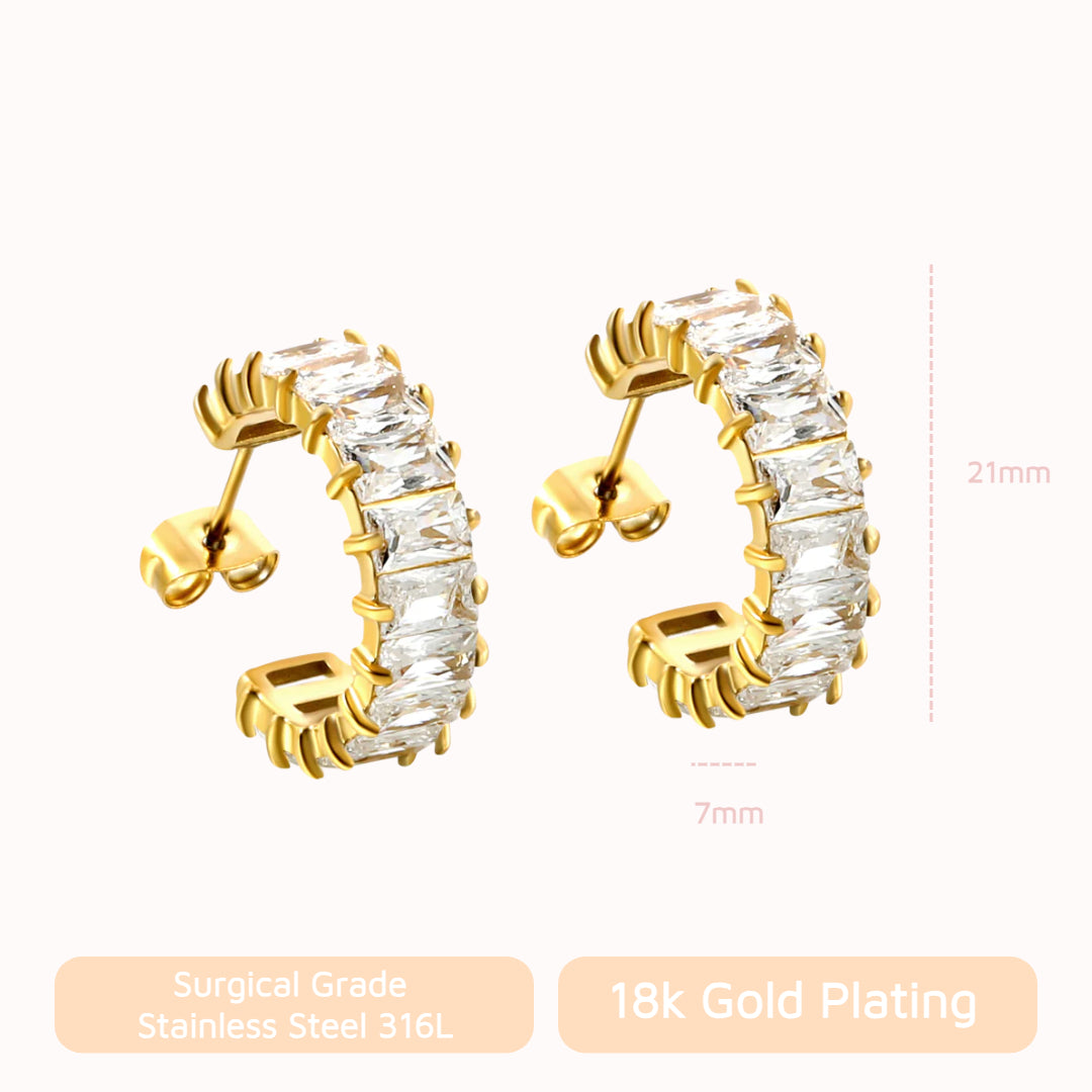 Sparkle Pop CZ Diamond Hoops Gold