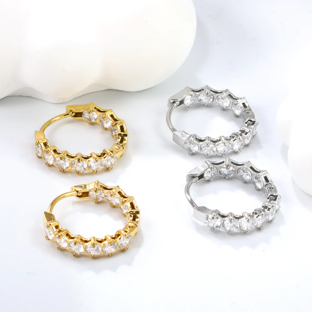 Starlight Spark CZ Diamond Hoops Gold