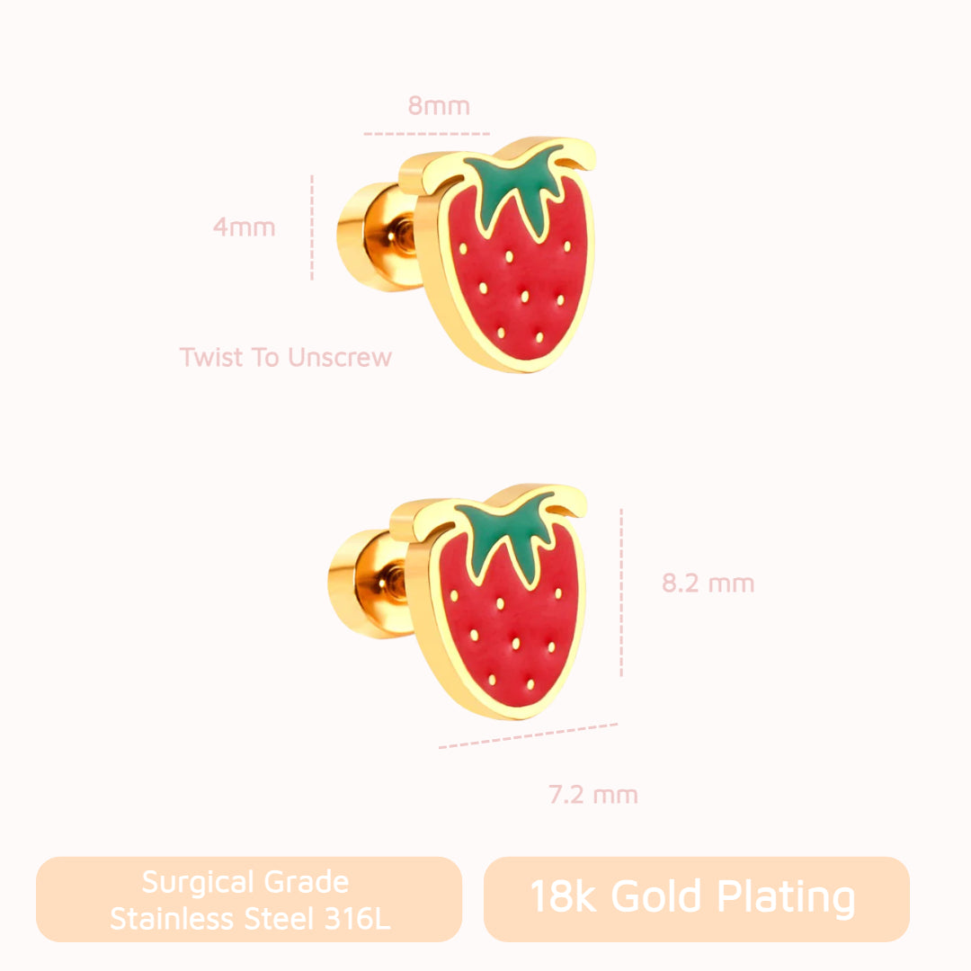 Strawberry Delight Flat Back Studs Gold