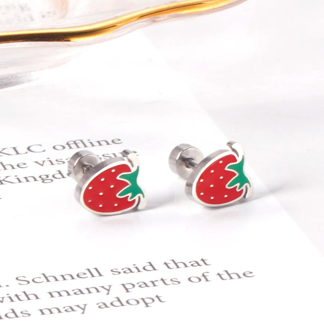 Strawberry Delight Flat Back Studs Gold