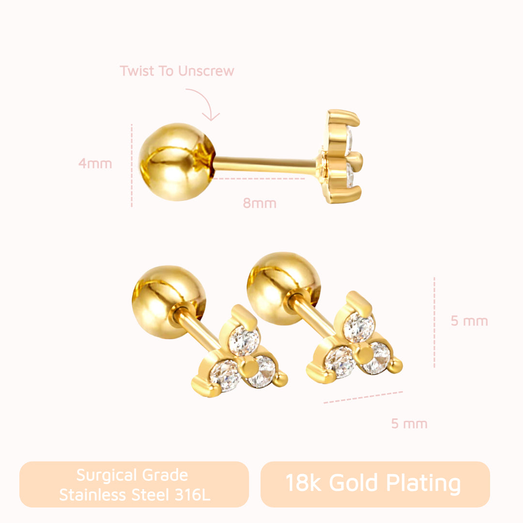 Twinkle Trio Screw Back Studs