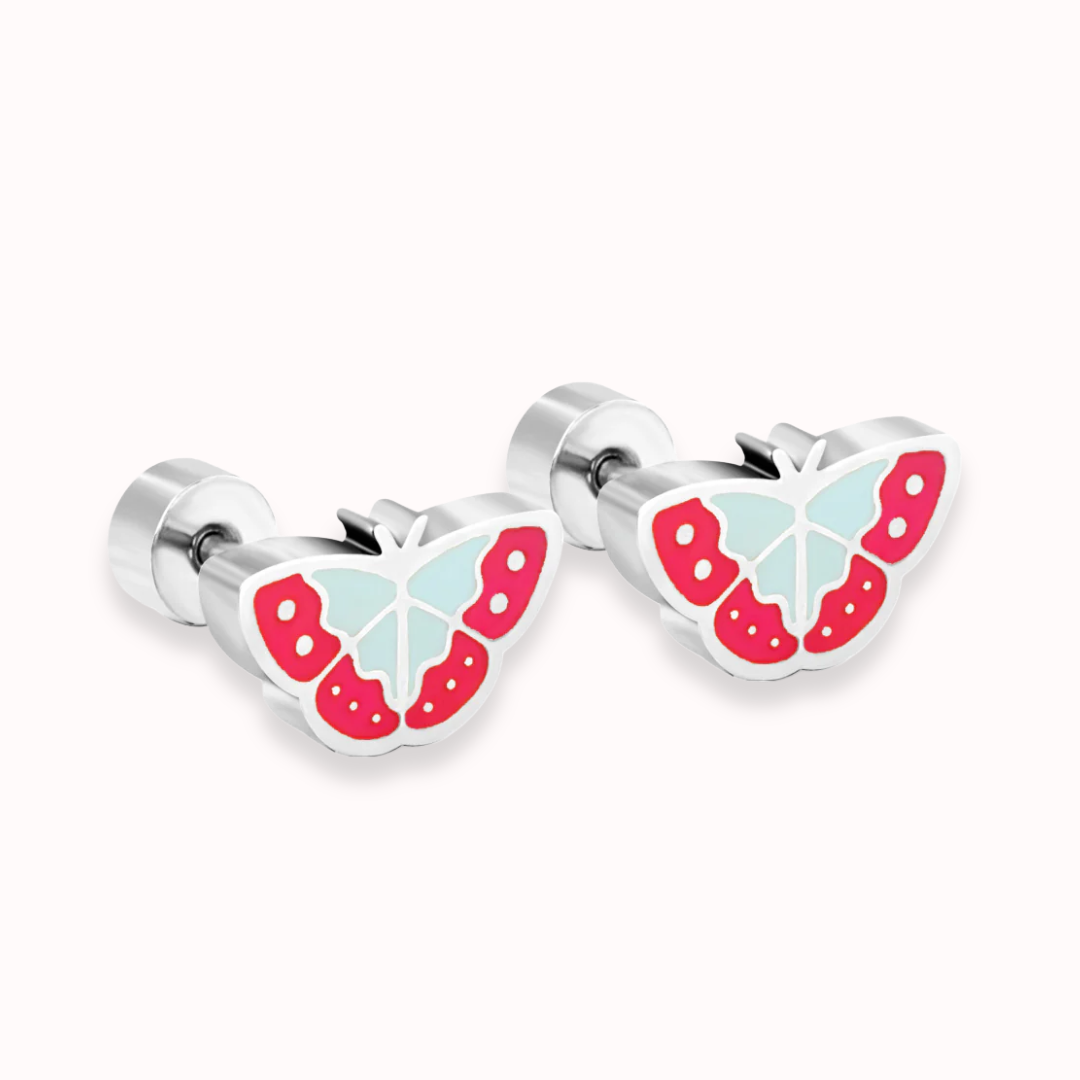 Vibrant Butterfly Flat Back Studs Silver