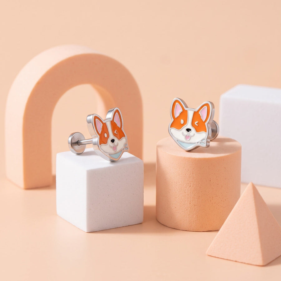 Corgi Flat Back Studs Silver