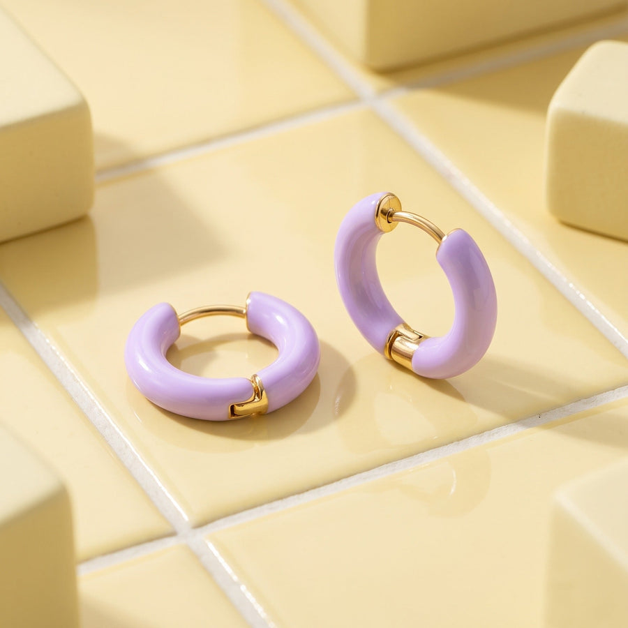 Enamel Pop Hoops Lilac