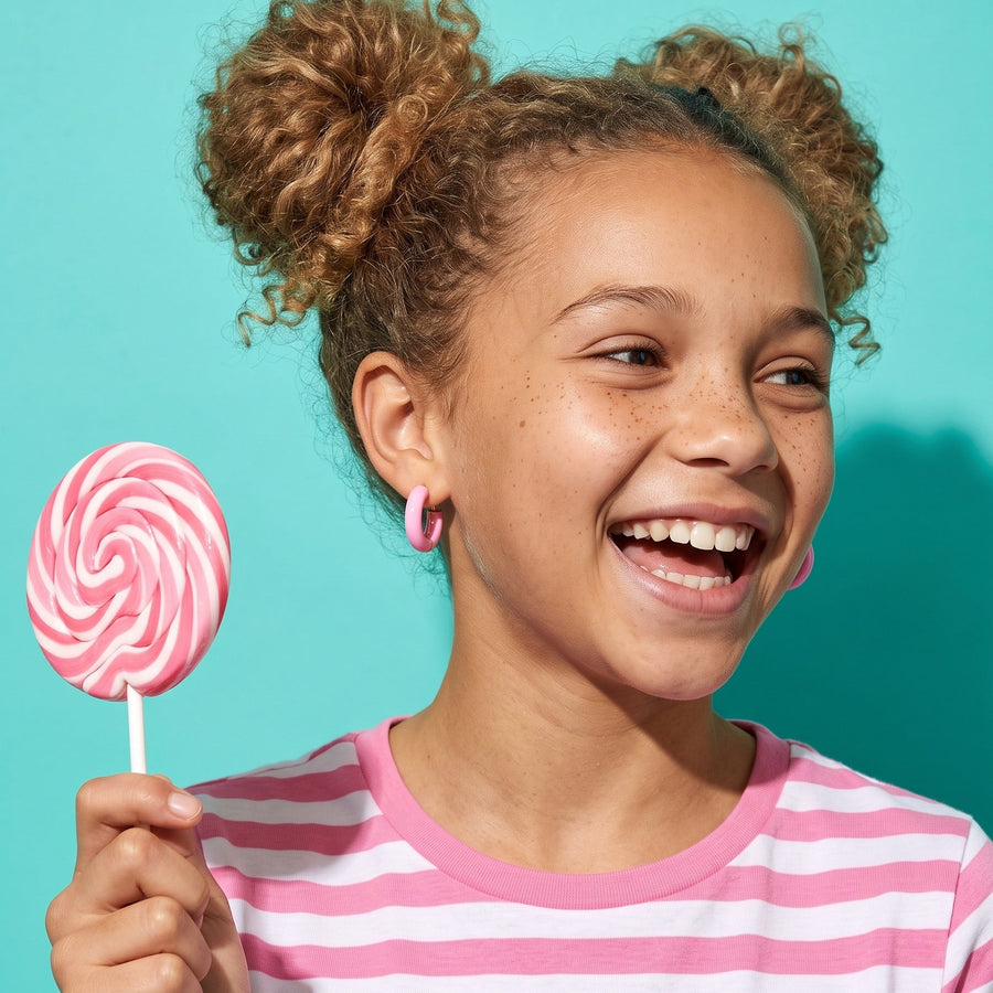 Enamel Pop Hoops Pink