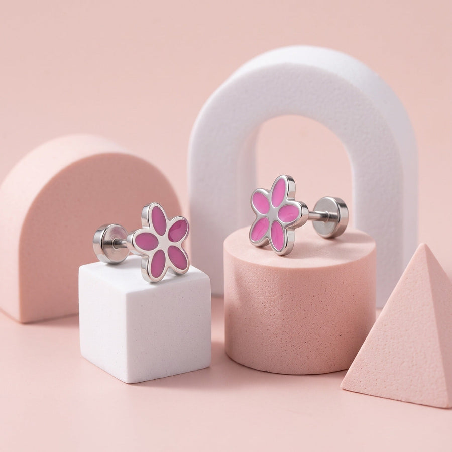 Flower Flat Back Studs Silver