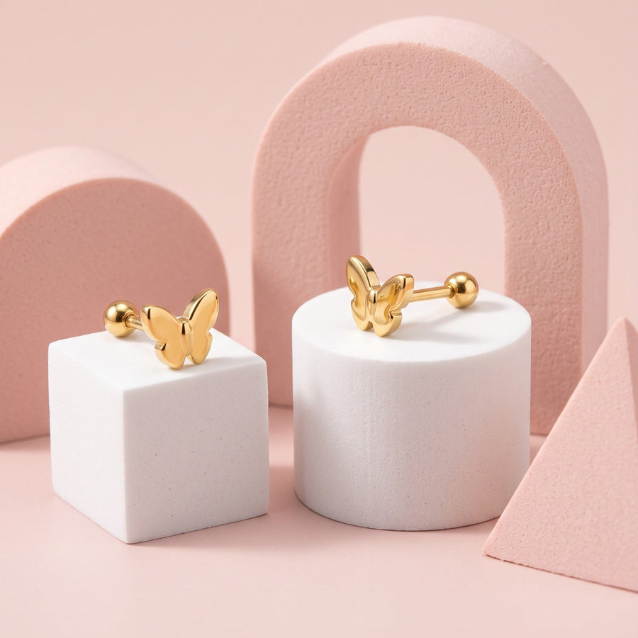 Flutter Screw Back Studs Gold