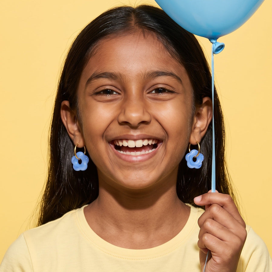 Frosted Bloom Hoops Sky Blue