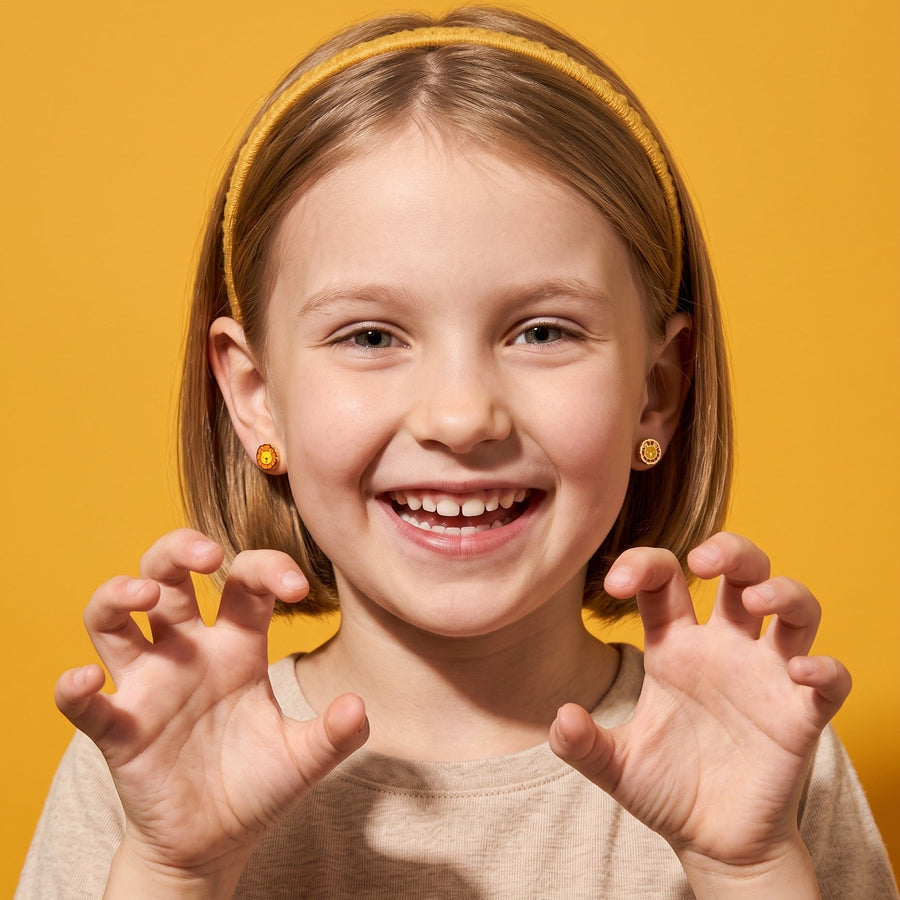 Little Lion Flat Back Studs Gold