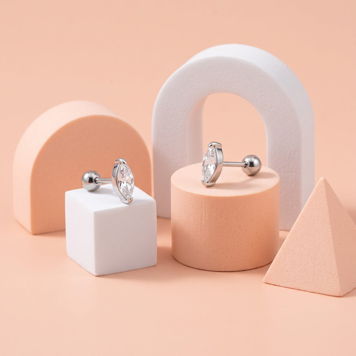 Marquise Sparkle Stud Silver