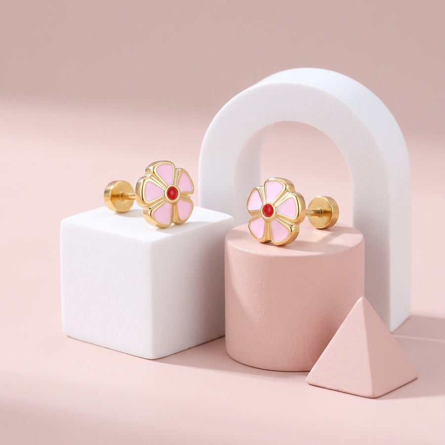 Petal Flower Flat Back Studs Gold