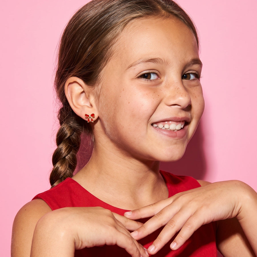Red Bow Flat Back Studs