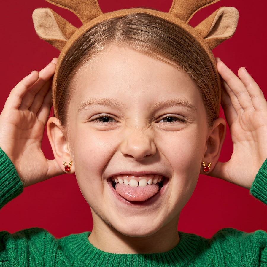 Ruby Reindeer Flat Back Studs