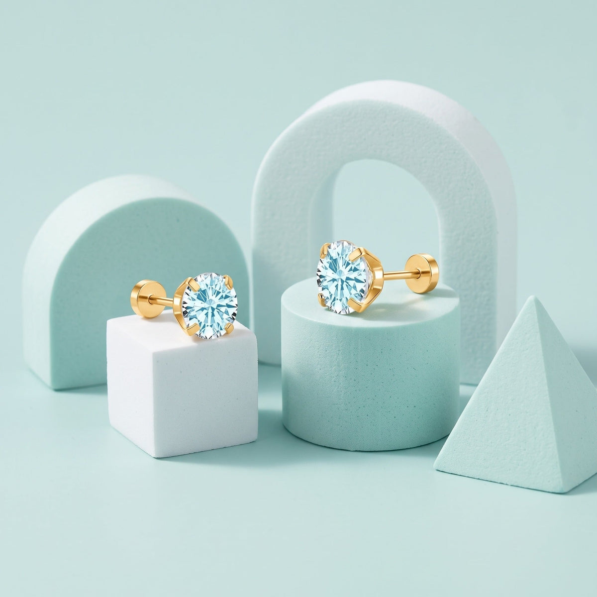 The Birthstone Flat Back Studs Gold