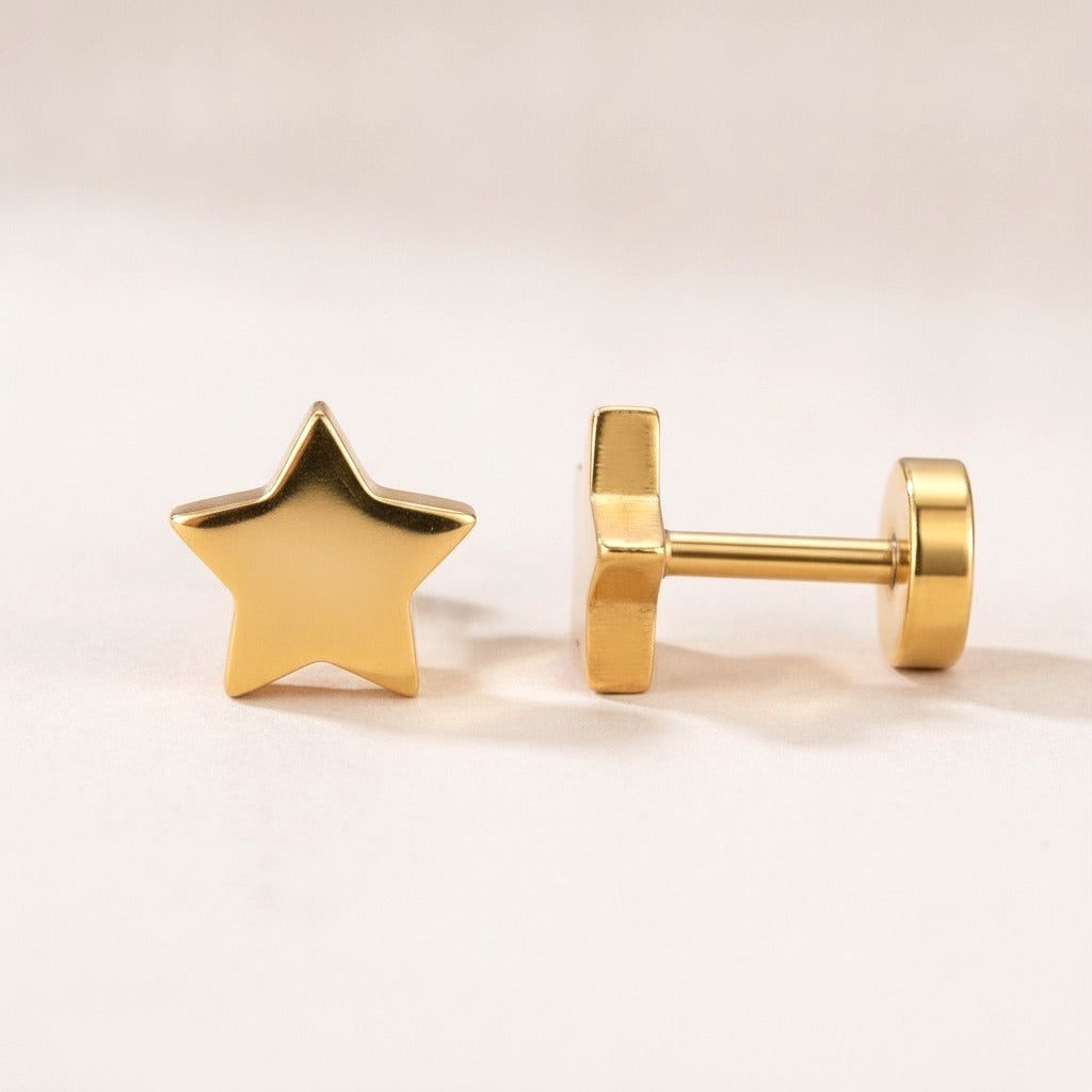 Star Flat Back Studs Gold