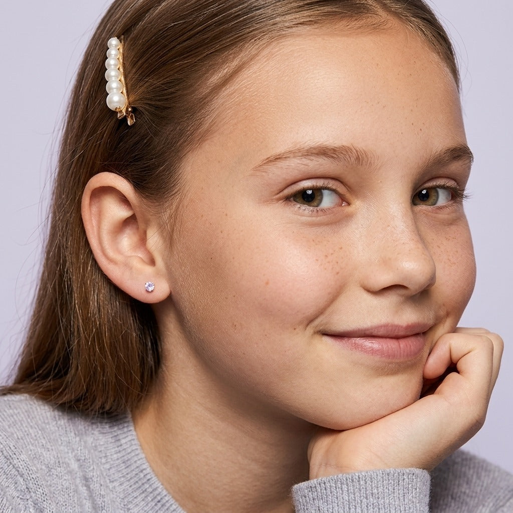 The Birthstone Flat Back Studs Silver