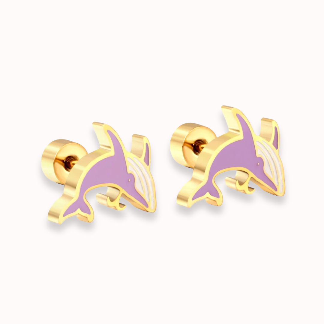 Whale Flat Back Studs Gold