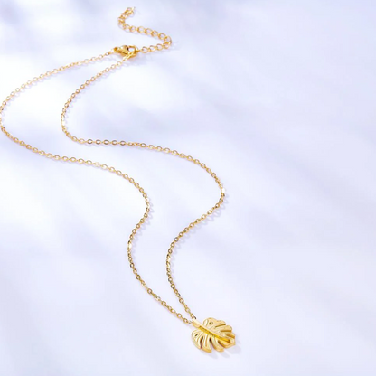 Golden Monstera Necklace