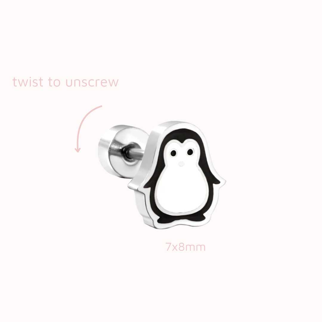 Penguin Flat Back Studs Silver