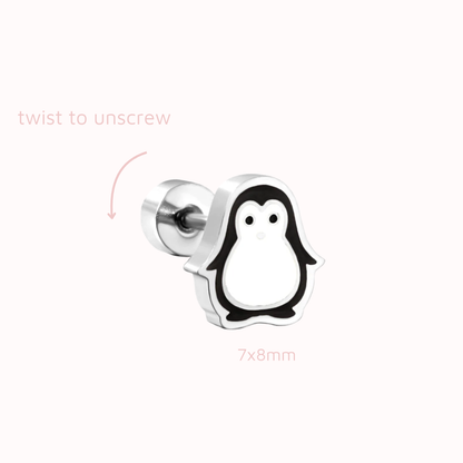 Penguin Flat Back Studs Silver