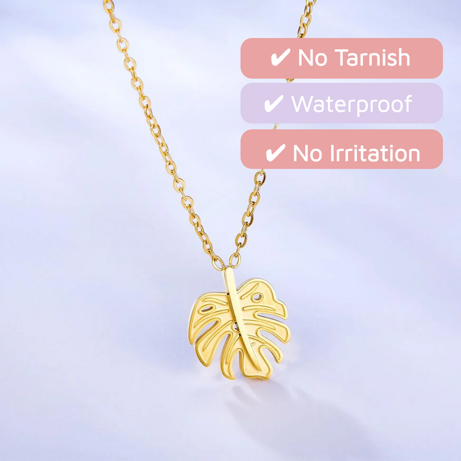 Golden Monstera Necklace