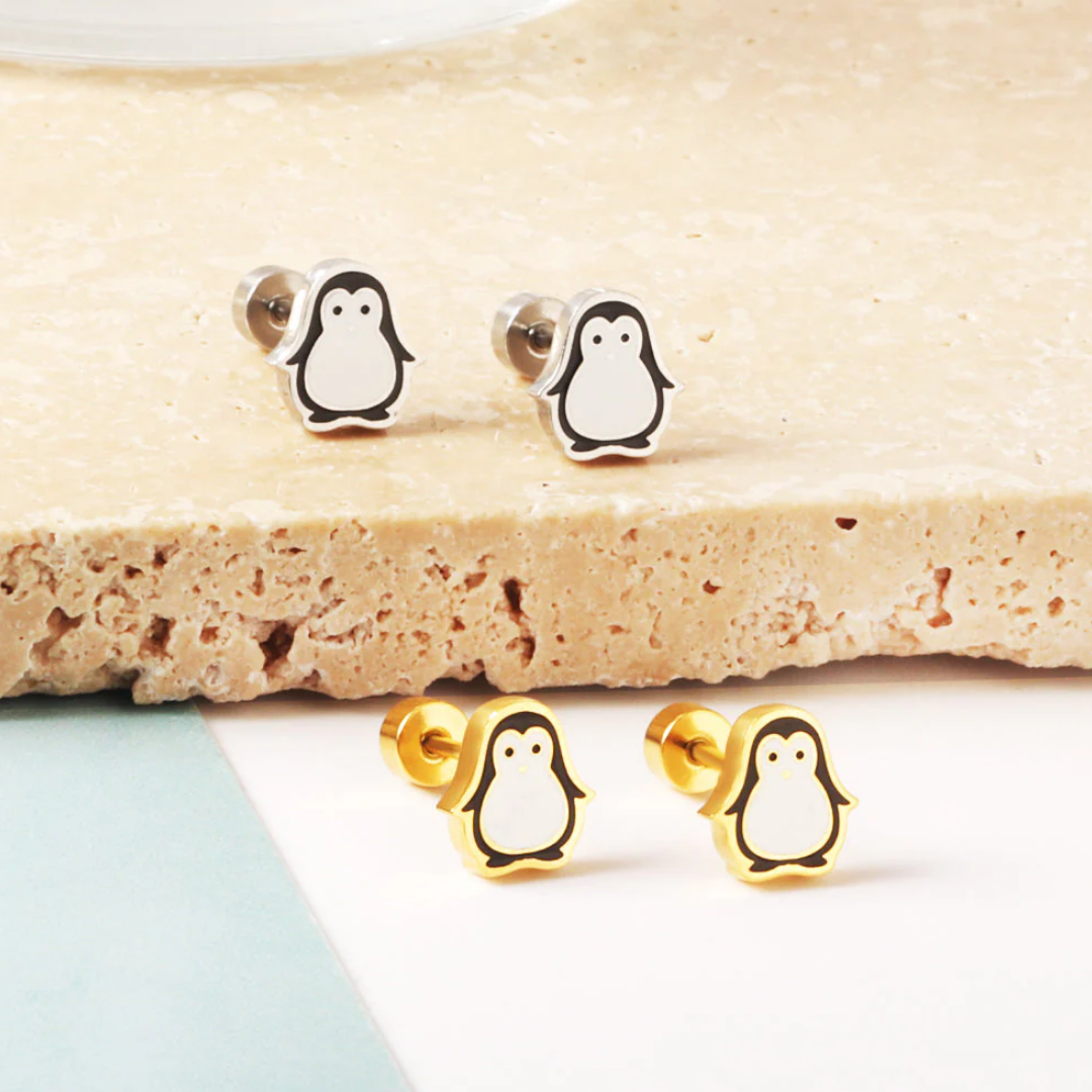 Penguin Flat Back Studs Gold
