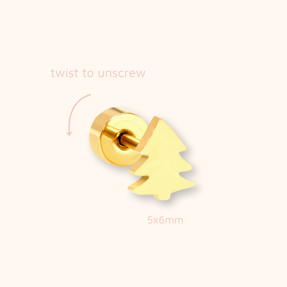 Golden Christmas Tree Flat Back Studs