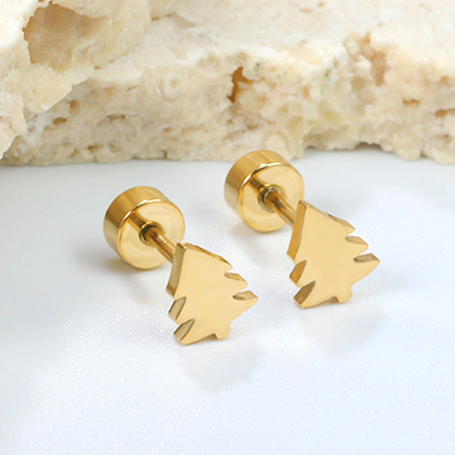 Golden Christmas Tree Flat Back Studs