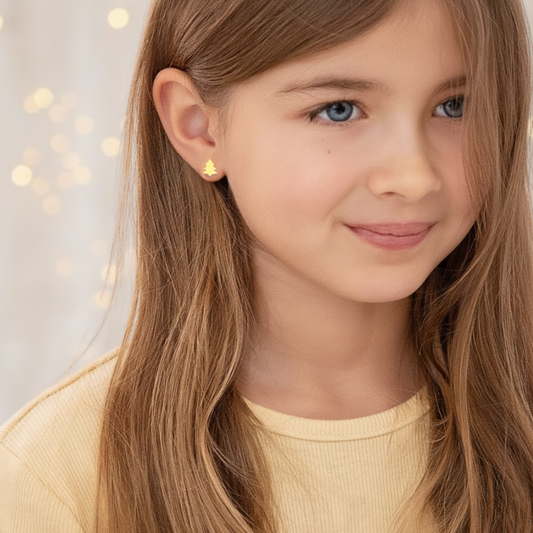 Golden Christmas Tree Flat Back Studs