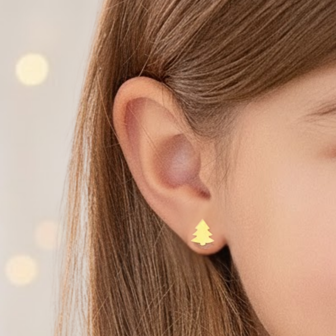 Golden Christmas Tree Flat Back Studs