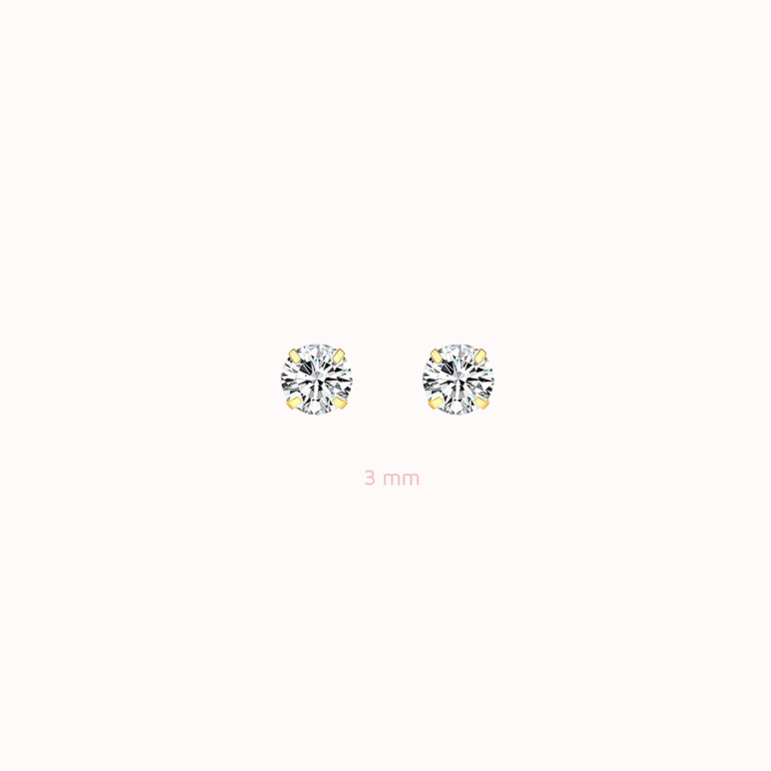 Diamond CZ Flat Back Studs Gold