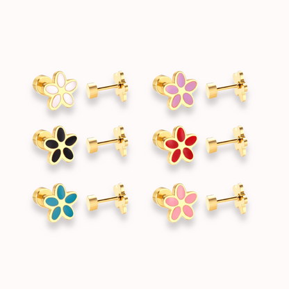 Flower Flat Back Studs Gold