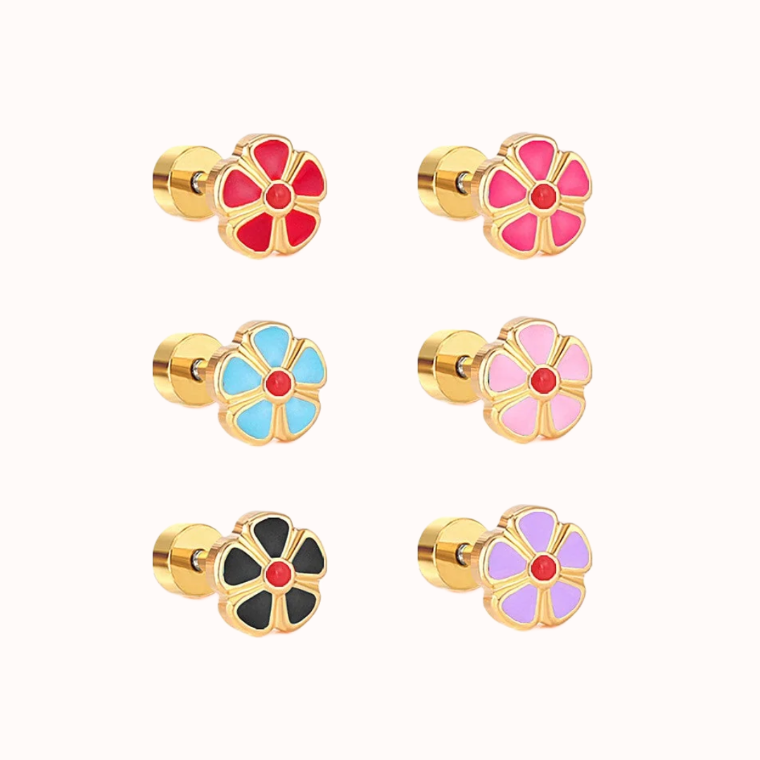Petal Flower Flat Back Studs Gold
