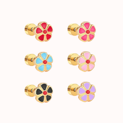 Petal Flower Flat Back Studs Gold