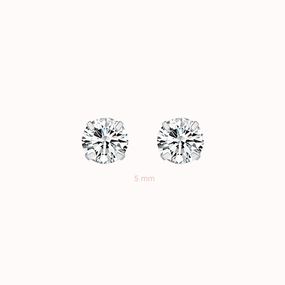 Diamond CZ Flat Back Studs Silver