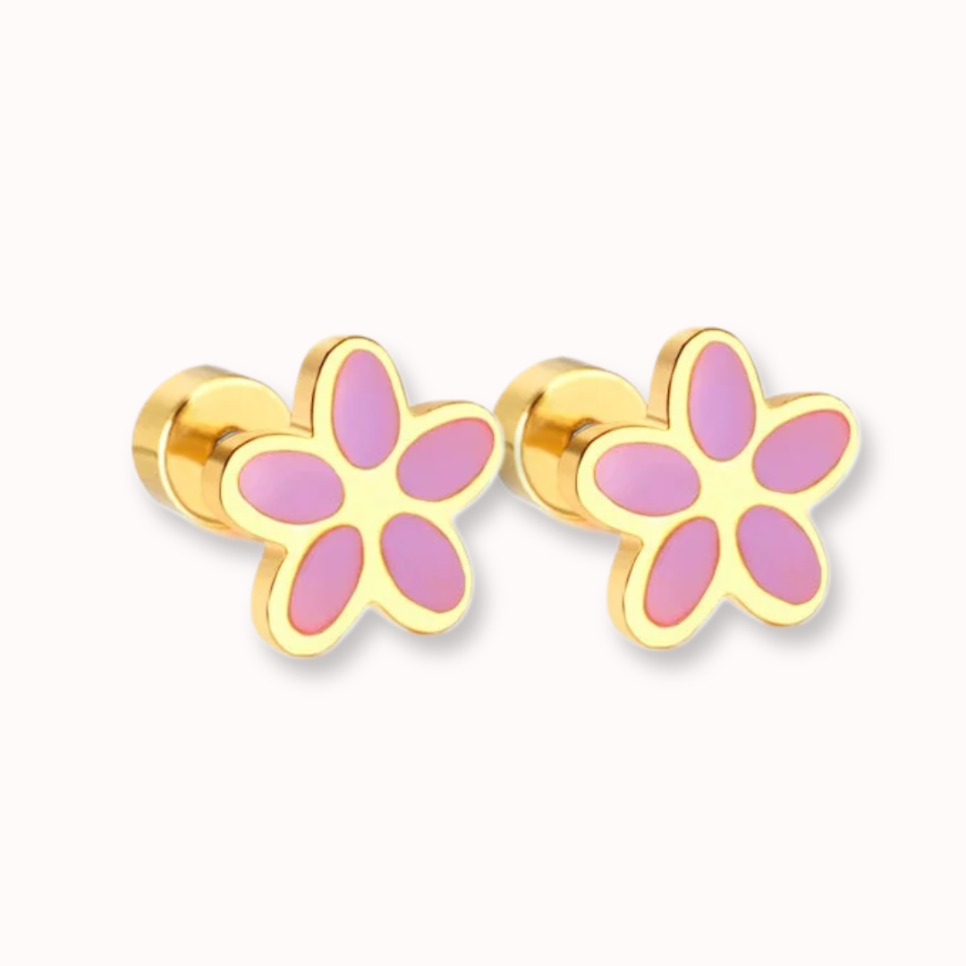 Flower Flat Back Studs Gold