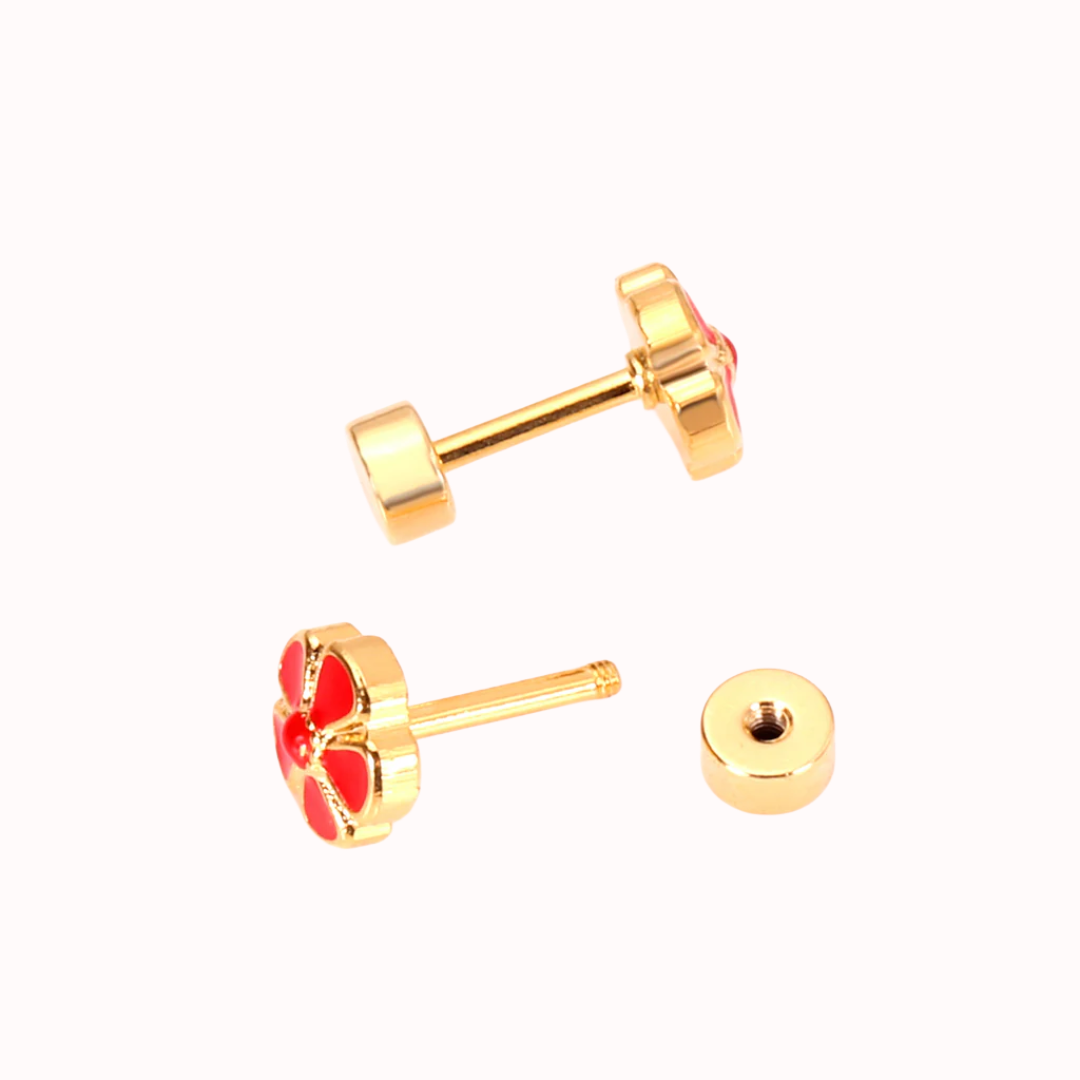 Petal Flower Flat Back Studs Gold