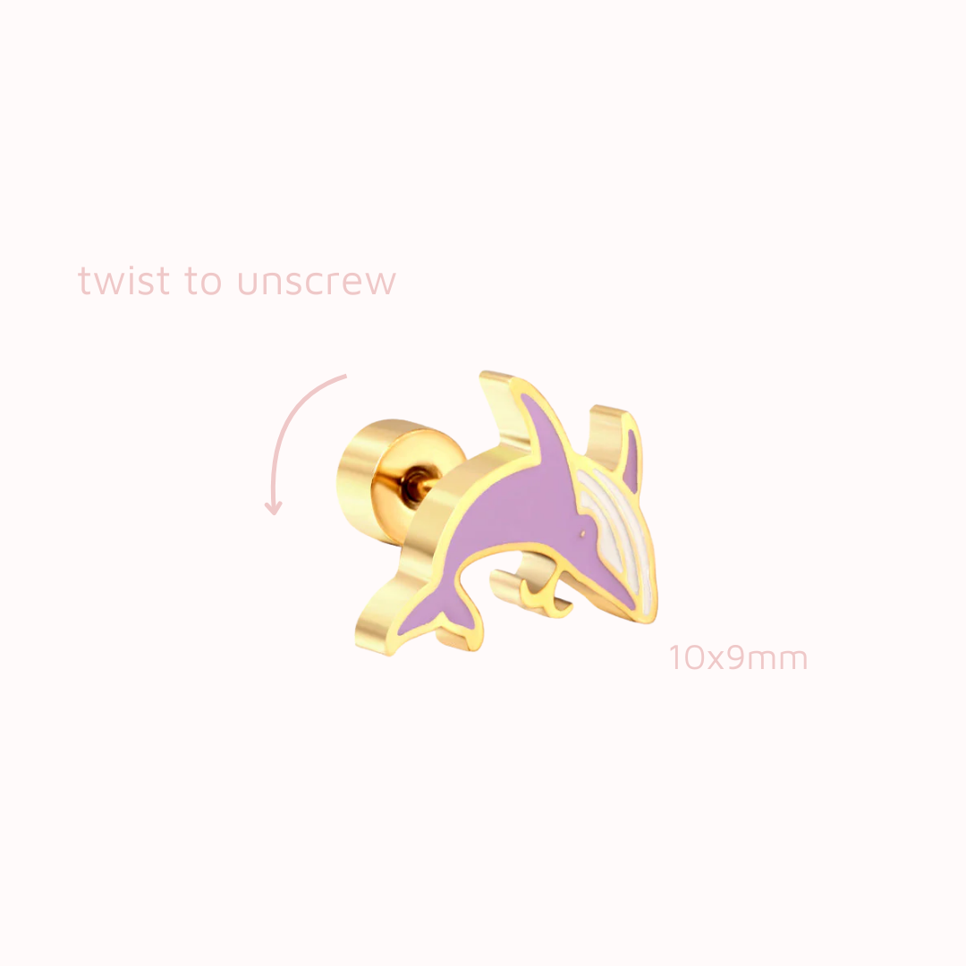 Whale Flat Back Studs Gold