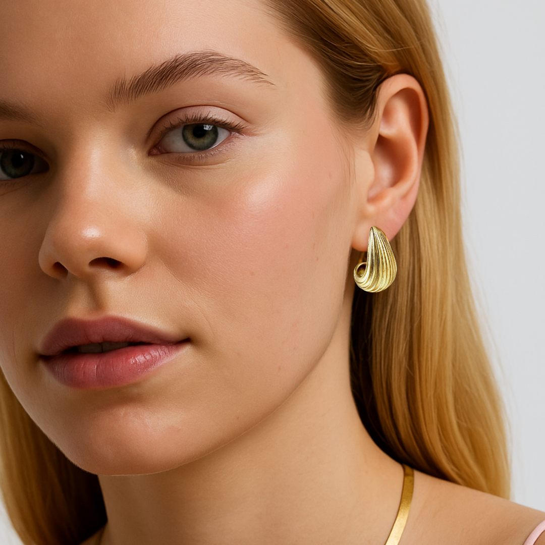 Ridged Teardrop Hoops