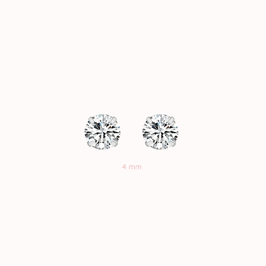 Diamond CZ Flat Back Studs Silver