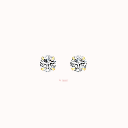 Diamond CZ Flat Back Studs Gold
