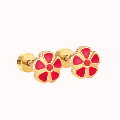 Petal Flower Flat Back Studs Gold