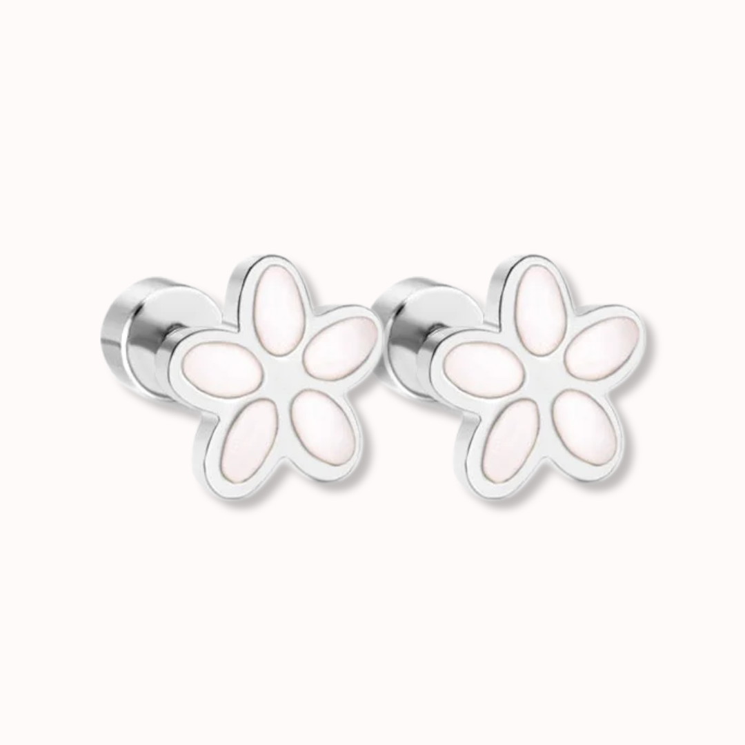 Flower Flat Back Studs Silver